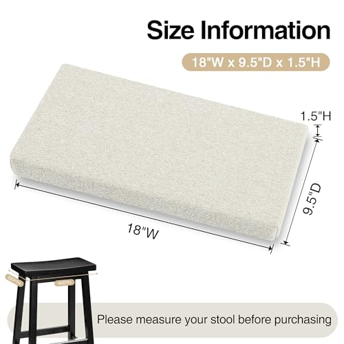 Tromlycs Saddle Bar Stool Cushion Rectangle Small Bench Cushion Light Linen | Rectangular Seat Cushion, Rectangle Bar Stool Cover Pad, Kitchen Farmhouse, with Strap Ties, 18x9.5 Inch - color: Light Linen