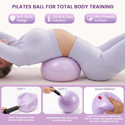 Pilates Kit for Home Workouts with 15" Pilates Ring, Core Ball & Bands | Pilates Set for Beginners with Tote Bag & Guide, Pilates Equipment for Full-Body Training
