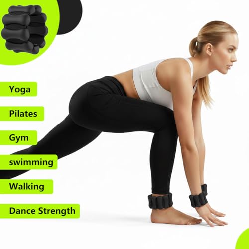 Adjustable Wrist and Ankle Weights Set (2lb Total, 1lb Each) - Premium Silicone Weighted Bangles for Women & Men - Stylish Arm Weights for Yoga, Pilates, Walking, Running, Fitness, Aerobics (Black/Purple)