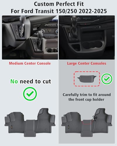 Floor Mats Custom for Ford Transit 2022-2025 2026 (All Models w/Vinyl Floors) All Weather TPE Rubber Protection 1st Row Anti-Slip Automotive Floor Liners for Ford Transit 150 250 Accessories- 1 PCS - size: For Ford Transit w/Vinyl Floors 2022-2025