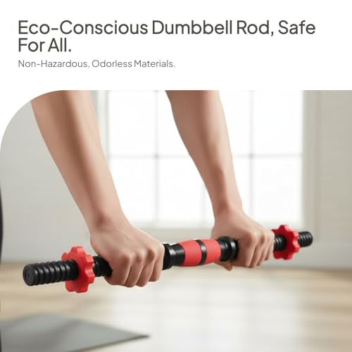 DYNWAVE 2X Dumbbell Handle Dumbellsweights Set Sturdy with 4 Collars Barbell Bar for Workout Strength Training Fitness Gym Attachment - color: 35cm