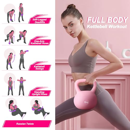 sogesfurniture Soft Kettlebells,Safe Strength Training Kettlebells,Iron Sand Filled Weights Strength Training Kettlebells,Fitness Soft Kettlebells for Women Men Children - color: 20LBS-Pink