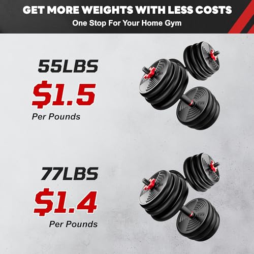 Adjustable Dumbbells, GOIMU 32/54/76/94LBS Free Weight Set, 4 in 1 Dumbbell Set Used as Barbell, Kettlebell, Push Up Stand, Fitness Exercise for Home Gym Suitable Men/Women - style: 76LB(38LB Pair)