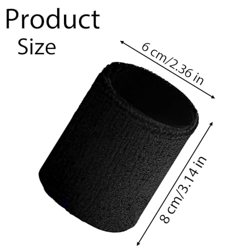 12 PCS Sweatbands Sports Wristband, Sweat Absorbent, for Basketball, Tennis, Football, Running - color: black