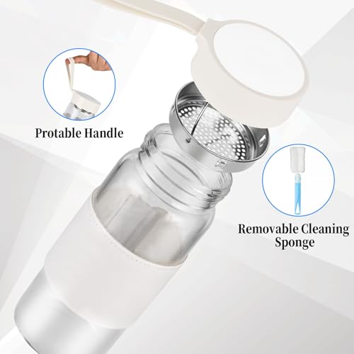 Small Glass Shaker Bottle, 2 Pack 16oz BPA Free Odorless Shaker Bottle with 304SS Mixing Ball and Removable Cleaning Brush for Fitness & Protein Shakes(White-2Pack) - style: White-2Pack