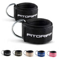 Fitgriff® Ankle Straps V2 for Cable Machine (2 Pieces) - Gym Workout Equipment - Leg Pulley Attachment, Kickback Straps - color: Black
