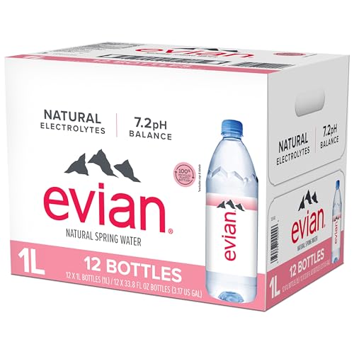 Evian Natural Spring Water, 1 L bottle, 12 pack - size: 33.8 Fl Oz (Pack of 12)