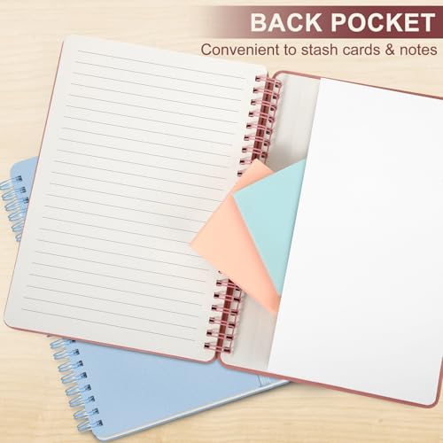 Lined Spiral Journal Notebook with 160 Pages, 8×5.7in, A5 Spiral Notebook, Journaling Notebooks for Work, School, Women, Men, College Ruled Spiral Notebook, Hardcover Leather Journals, Light Red - color: Light Red, size: A5