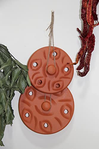 Terracotta Weighted Plate for Grape Leaf Roll Dolma Dolmades Tolma Warak Enab - PACK of 2 - Perfect Tool for Stuffed Dishes! - IMPROVED SPECIAL EDITION