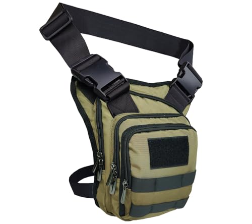 Thigh Pack, Larswon Leg Bag Thigh Pouch Bag Tactical Waist Bag Motorcycle Bag Waterproof - color: Holster- Army Green, size: Medium
