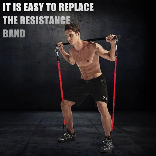 Resistance Band Bar, Portable 43 Inch Pilates Bar with Resistance Bands Home Gym Workouts Stick Squat Yoga Pilates Flexbands Kit for Full Body Shaping - color: 43 Inch Bar + 4PCS Resistance Bands