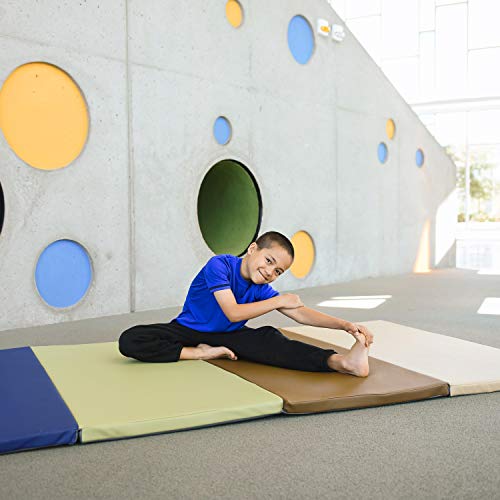 Factory Direct Partners SoftScape 4ft x 6ft Runway Tumbling Mat - Soft, Sturdy Foam, 3-Fold Exercise Mat - color: Earthtone