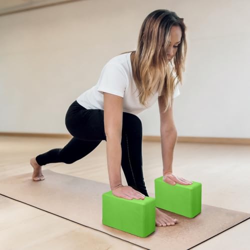 Yoga Blocks 2 Pack, Premium Yoga Brick Foam Blocks to Improve Strength, Flexibility & Balance, Light Weight - Safe and Stable Support for Yoga, Pilates, Meditation & Stretching - color: 2PACK-Green