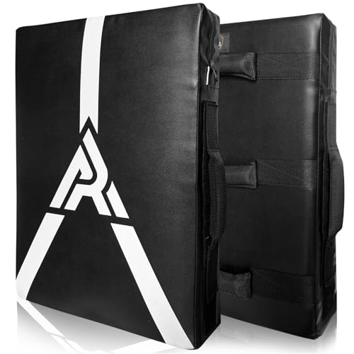 Martial Arts Kicking Shields Pad for Muay Thai, Taekwondo, Football, Basketball Training - Denser Foam, Longlasting PU Leather Kick Shield - style: 16x24in Black Pro