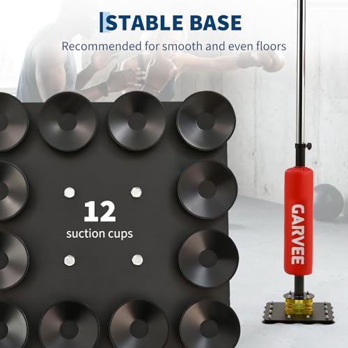 3-in-1 Adjustable Height Boxing Punching Bag Stand, with Speed Ball & Rotating Bar, Suction Base, for Home Gym Training, Red