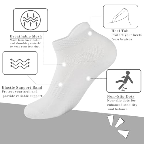 loudashuaiqi Grip Pilates Socks Non Slip Athletic Yoga Socks with Grips for Women Grippy socks for Hospital Workout Barre - style: Black*3white*2