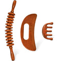 3-in-1 Wood Therapy Massage Tools Wooden Gua Sha Lymphatic Drainage Massager Body Sculpting Tools, Maderoterapia Kit, Anti-Cellulite - style: Massage Set