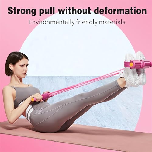 21 Fitness Resistance Bands-4 Tube Pedal Ankle Puller - 2023 New Sit up Leg Stretch Rope Exercise Bands with Handles, Stretching Workout Fitness Bands for Arm Weights Exercise Equipment - color: Yellow