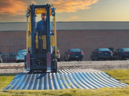 Mytee Products 12Pcs 4' x 8' Ground Protection Mats w/ 22 Pcs Single Connectors - Double Sided Diamond Plated Tread Design High Density Polyethylene Mat, Easily Supports 120 Ton Loads on Lawns, Dirt - color: Black, size: 12 - Pack