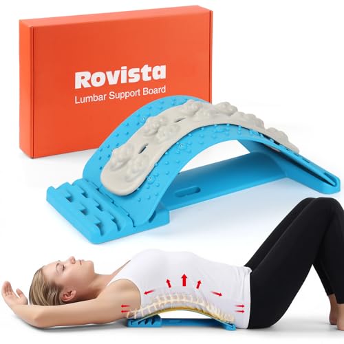 Premium Back Stretcher for Lower Back Pain Relief – 4-Level Adjustable Lumbar Support Board with Soft EVA Massage Strip – Durable & Portable Back Cracker to Release Tension and Reset Your Day (Blue) - color: Blue