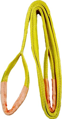 Everest C1130-2" x 3' Yellow Flat Sling Eye to Eye/Lifting Sling for Construction, Lifting, Moving, Hoisting - Strap Heavy Duty - 1-Pack 6400lbs WLL