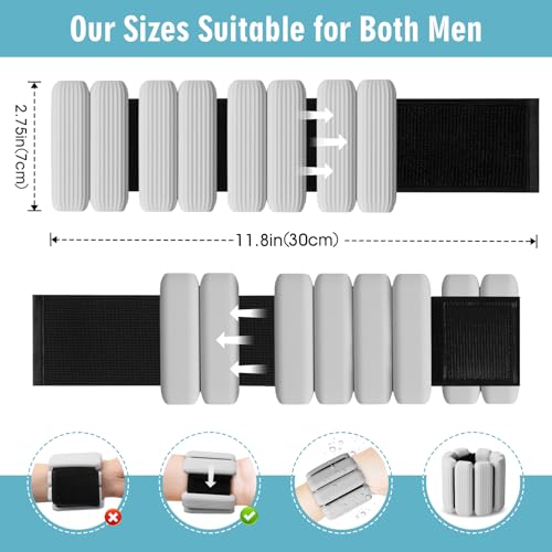 Wrist Weights Set of 2, Wearable Wrist Ankle Weights for Women & Men, Silicone Weighted Bangles Adjustable Arm and Leg Weights for Walking Yoga Pilates Running Dance Gym 2lb - color: Grey