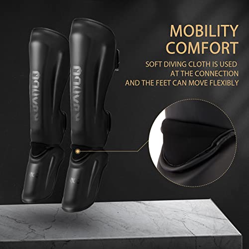 Muay Thai Shin Guards for MMA Sparring, Martial Arts,Kickboxing | Leg Instep Protection Pads, Kickboxing MMA Training, Sparring Gear, Professional MMA Equipment - color: Black, size: Small