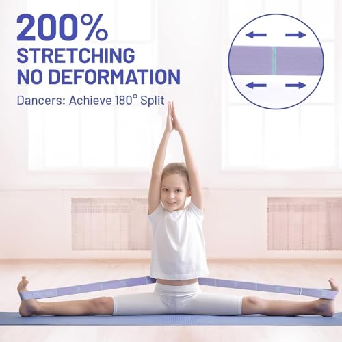 Slim Panda Stretch Strap, Multi-Loop for Physical Therapy,Elastic Yoga Stretching Strap for Dance,Yoga, Pilates & Gymnastics Exercise, Ballet Stretching Band for Flexibility, Leg Stretching - color: Purple