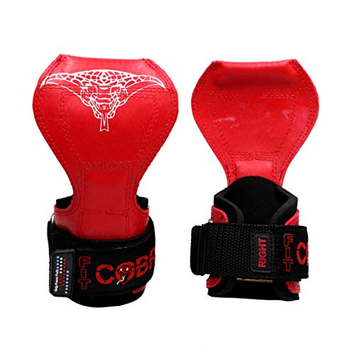 Cobra Grips Weight Lifting Gloves with Adjustable Neoprene Padded Wrist Wraps - Heavy Duty Alternative to Power Lifting Hooks for Deadlifts - color: FIT Red Rubber, size: 4.25 - 7.0"