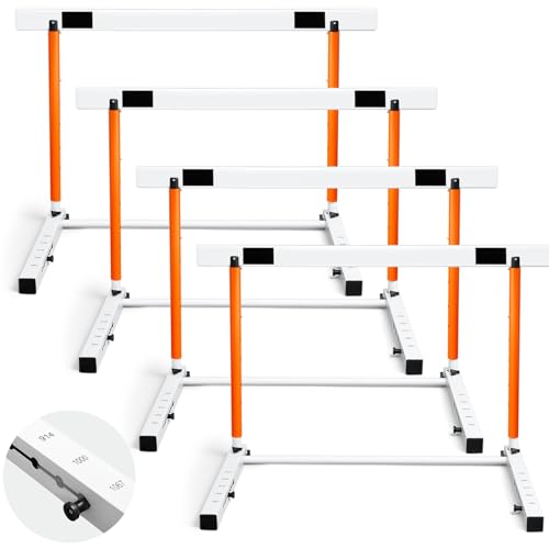 Blulu Adjustable Track and Field Hurdles Height Sports Training Hurdle with Counterweight Heavy Duty Track and Field Equipment Practice Training from 30 to 42 Inch for Athletes Adults - color: orange
