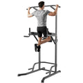 Power Tower Pull Up Station with Arm Rests Back Pad and Flared H-Shaped Base - color: Black