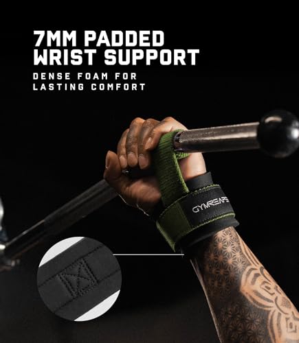 Gymreapers Weight Lifting Straps With Dowel - Wrist Straps for Weightlifting - Workout Deadlift Wrist Weights - Reinforced Stitching & Padded Fit Gym Accessories for Strength & Gym Hand Grip - color: Green