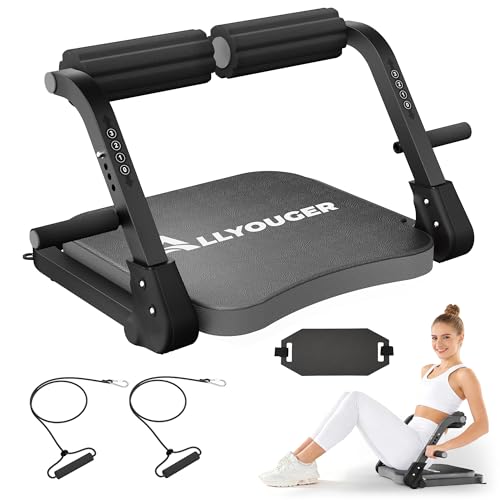 Ab Machine,Sit Up Exercise Equipment& Core Machine,Adjustable Ab Trainer with 3 Resistance Levels and Removable Auxiliary Handle,perfect for home workouts and those looking to lose weight - color: Grey