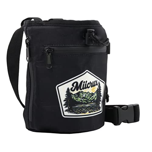 Chalk Bag, Rock Climbing, Bouldering, Adjustable Belt, 2 Zippered Pockets, Brush Loops, Weightlifting, Gymnastic, Crossfit