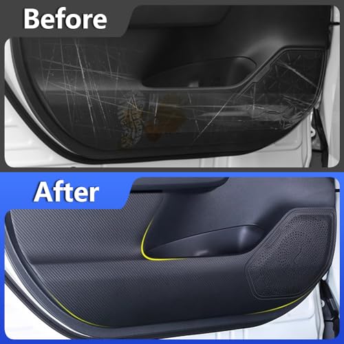 Car Door Anti Kick Pad for Toyota RAV4 2019 2020 2021 2022 2023 2024 2025 Hybrid Prime Accessories Carbon Fiber Style Leather Sticker Door Sill Protector Cover Edge Guard Side Mat Interior Dirty