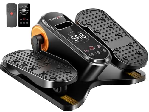 Under Desk Elliptical Machine Seated Pedal Exerciser | Quiet Leg Exerciser While Sitting, Mini Portable Leg Exercise Machine with Remote, Adjustable 12-Speeds, Manual & Auto Mode - color: Orange