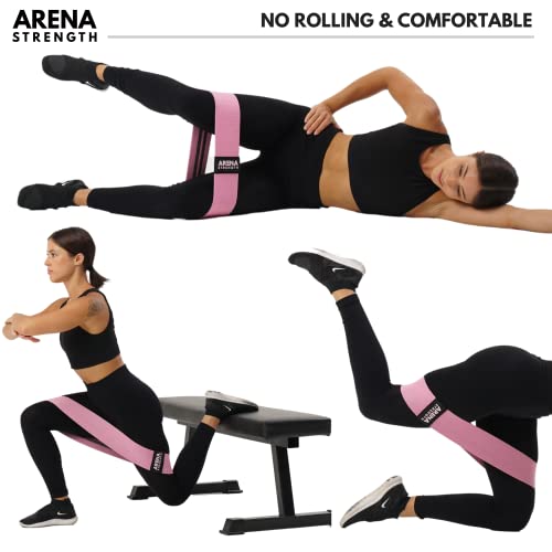 Arena Strength Fabric Booty Bands - Fabric Exercise Bands for Legs and Butt | Fabric Resistance Bands | Hip Resistance Bands with Workout Guide and Carry Case