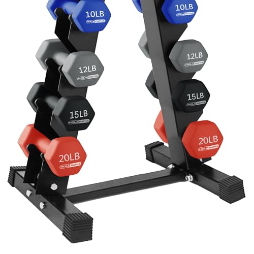 HolaHatha 1, 2 and 3 lb Neoprene Dumbbell Strength Training Weight Set with Rack - color: Multicolor, size: 146 LB