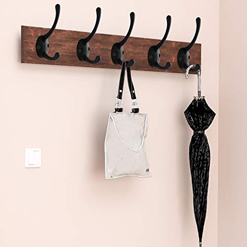 IBosins 12 Pack Black Coat Hooks Wall Mounted with 24 Screws Retro Double Hooks Utility Black Hooks for Coat, Scarf, Bag, Towel, Key, Cap, Cup, Hat - color: Black
