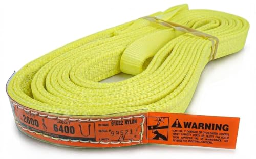 DD Sling 1 Inch x 14 Foot Nylon Lifting Sling – USA Made, 3,200 lb Vertical, 2,600 lb Choker, 6,400 lb Basket – 2-Ply Heavy Duty 900 Webbing, Type 4 Twisted Eye & Eye Rigging Sling - size: 1" x 14'