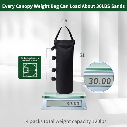 Inntop Canopy Weight Bags 120 lbs, Heavy Duty 1680D Tent Weights Sand Bags for Canopy Legs, Outdoor Sandbag Weights for Sun Shelter, Patio Umbrella, Gazebo (Sand Not Included) - size: 120 LBS