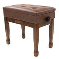 Adjustable Height Piano Stool Bench PU Leather Cushion Wooden Keyboard Seat with Music Storage (Wood) - color: Wood