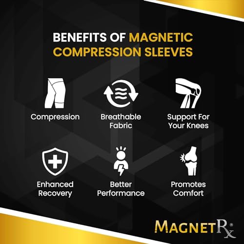 MagnetRX® Magnetic Knee Sleeve – (2-Pack) Effective Compression Knee Brace with Magnets for Knee Comfort & Recovery – Magnetic Knee Brace Support (Medium) - size: Medium (Pack of 2)