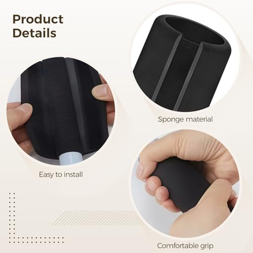 Varku 4 Pcs 4.25 Inch Foam Grip Tape for Handles, Slip-Proof Soft Cushioned Handlebar Covers for Pull-Up Bars, Bike Handlebars, and More, Shock-Absorbing, Comfortable, Easy Installation