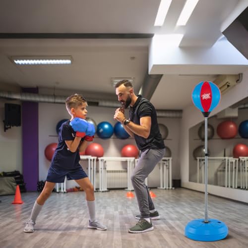 Costzon Punching Bag for Kids, Boxing Bag Set Toy with Height Adjustable Stand, Kids Boxing Gloves and Hand Pump, Freestanding Boxing Equipment Gift for Boys and Girls 8+ Years Old - style: 61" Height