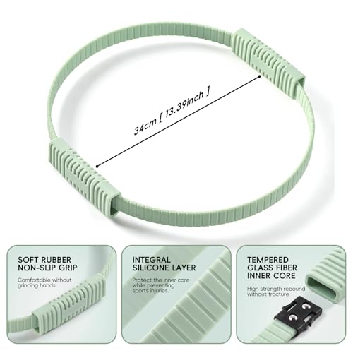 Yoga Pilates Resistance Ring for Leg and Butt Training, Portable Exercise Equipment with Anti-Slip Silicone, Home and Office Workouts, Postpartum Toning - color: Green
