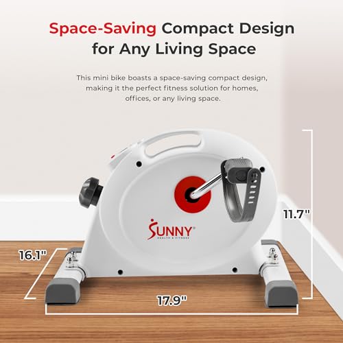 Sunny Health & Fitness Smart Under-Desk Bike Exerciser, Low-Impact Cardio Cycling Equipment for Home/Office, Mini Paddler for Arm/Leg Mobility Training, Free SunnyFit App - color: White