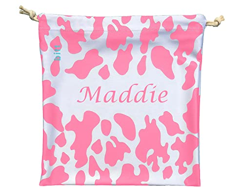 Bitt Sportswear Personalized Gymnastics Grip Bag in Cow Print with Crystals Options (Pink Cow Print) - color: Pink Cow Print