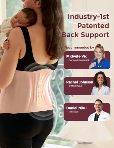 Momcozy Ergowrap Postpartum Belly Band for C-Section Recovery, Abdominal Binder with 3D Lifting & Ergonomic Back Support - color: Standard - Oyster Pink, size: Standard X-Large