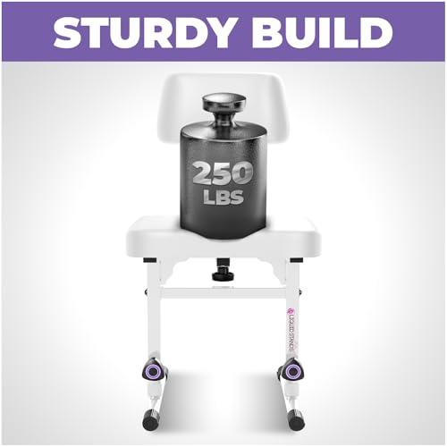 Liquid Stands White Adjustable Piano Bench with Backrest – Music Keyboard Bench Seat for Digital & Electric Pianos - Musicians Stylish Seating, Comfortable, Sturdy, Padded Cushion - Piano Stool Chair - color: White